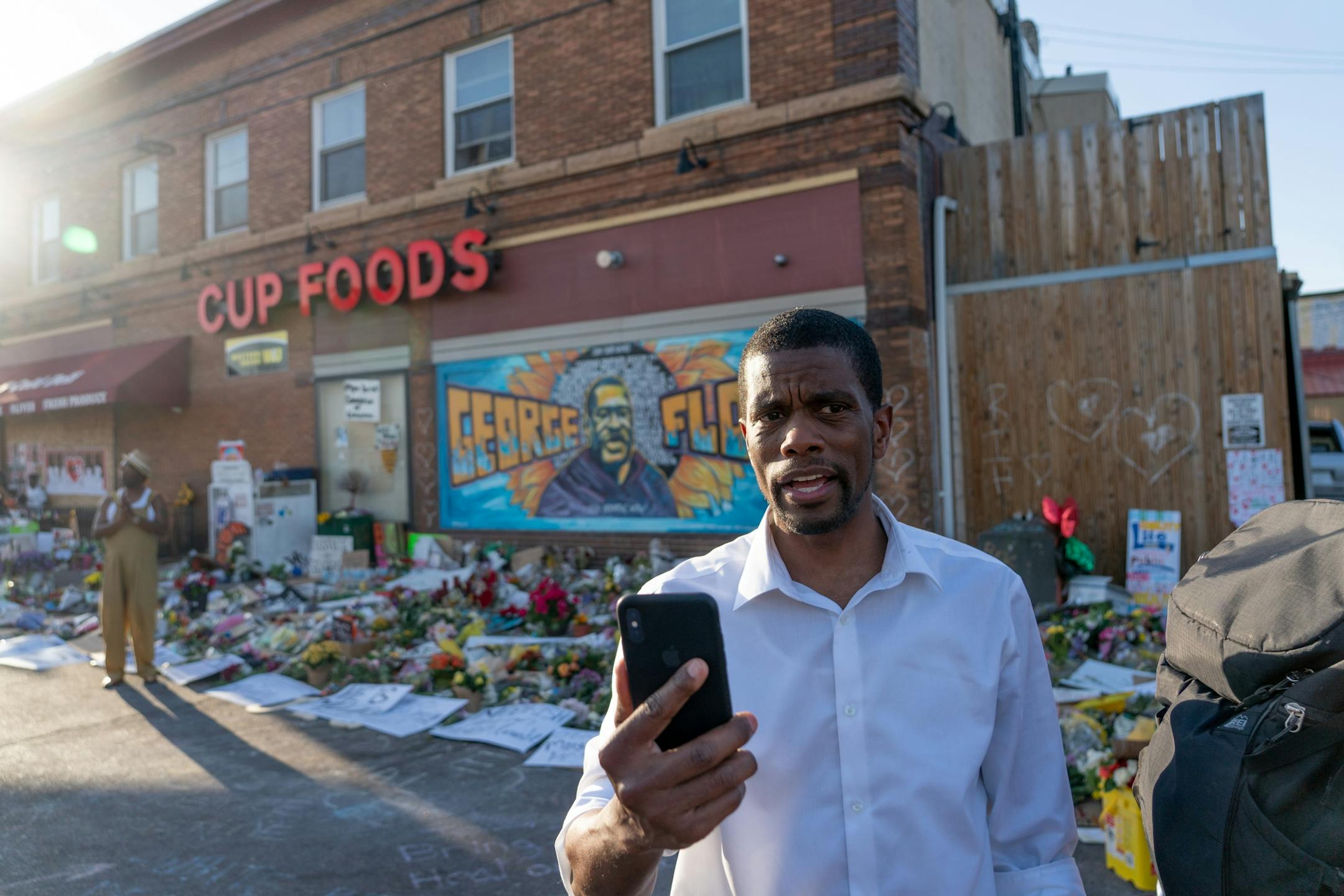 St. Paul Mayor Melvin Carter made a live stream broadcast from the George Floyd memorial at 38th Street and Chicago Avenue on Monday, June 1.