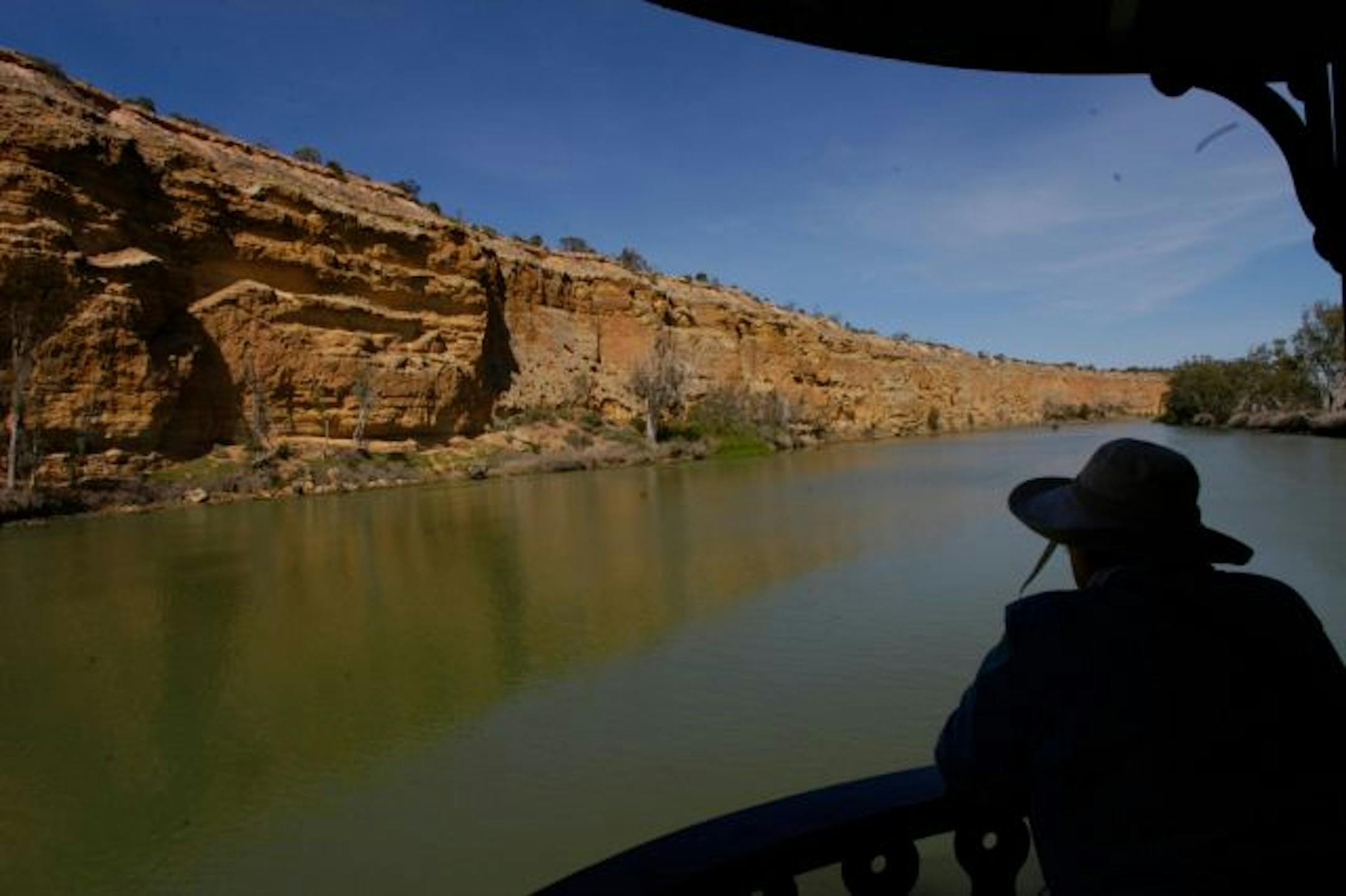 In South Australia a passenger on the Murry Princess, an 1800s-style paddle wheeler, plies the waters of the River Murray through cliffs of fossilized limestone. Spud Hilton, San Francisco Chronicle
