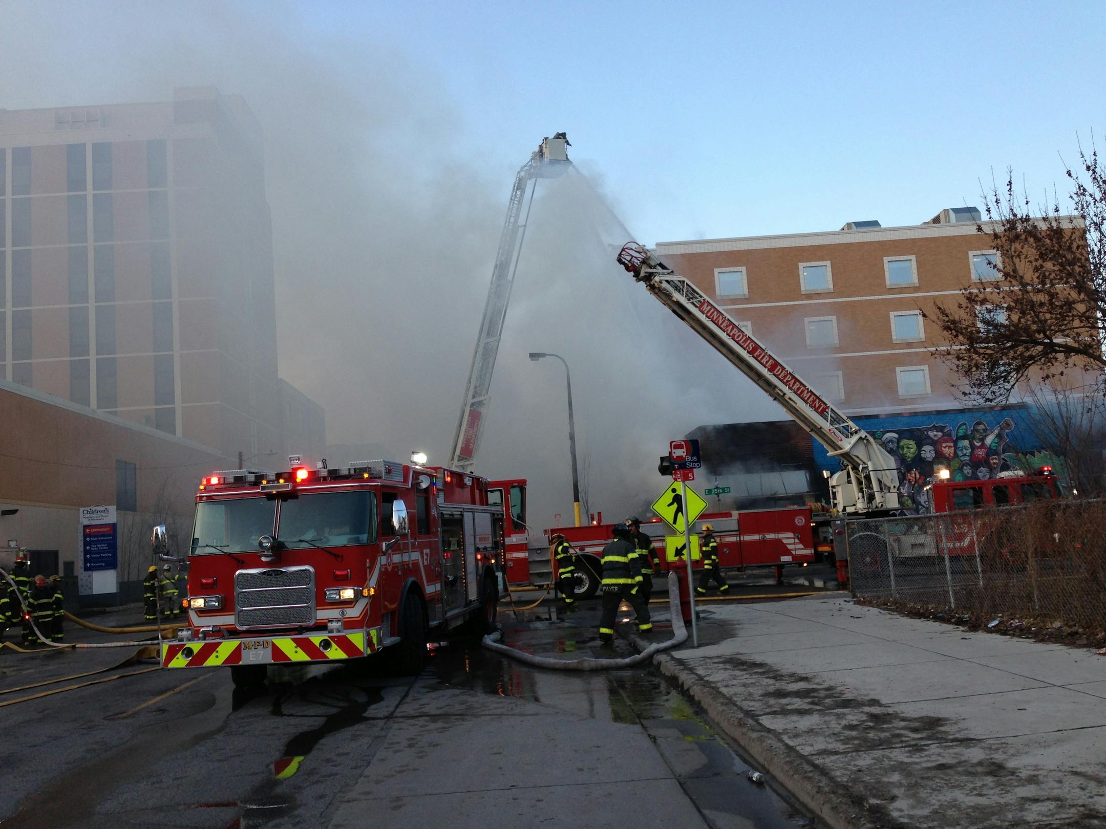A fire, which began around 4 a.m., is believed to be at the Chicago Avenue Food and Deli in south Minneapolis.