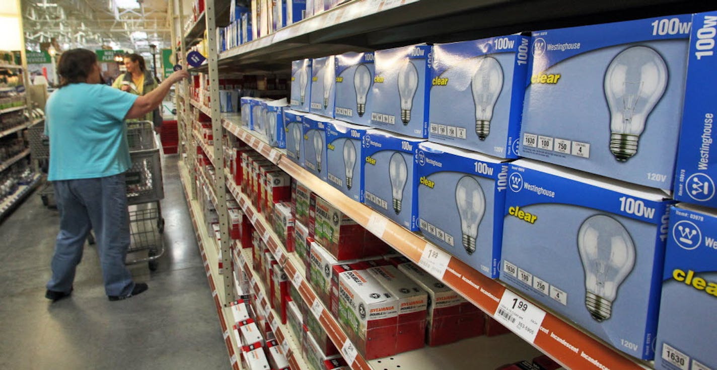 Shoppers stockpiled incandescent bulbs at the Menards store in Eden Prairie.