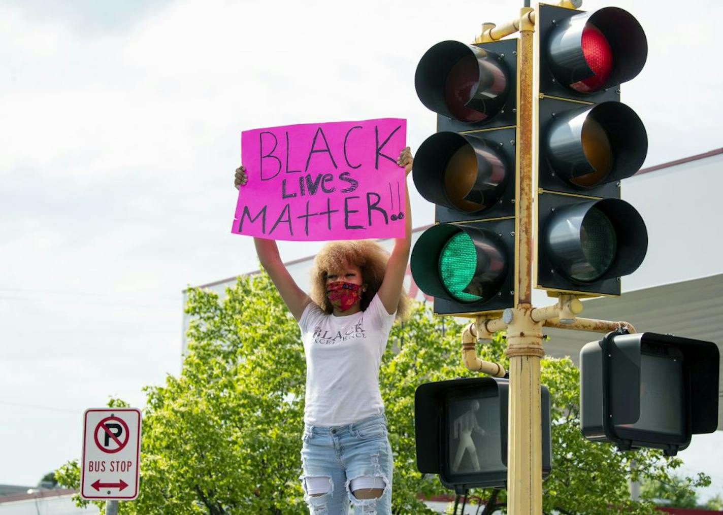 Protesters gathered at Chicago Ave. and East 38 th Street in South Minneapolis after the death of George Floyd.