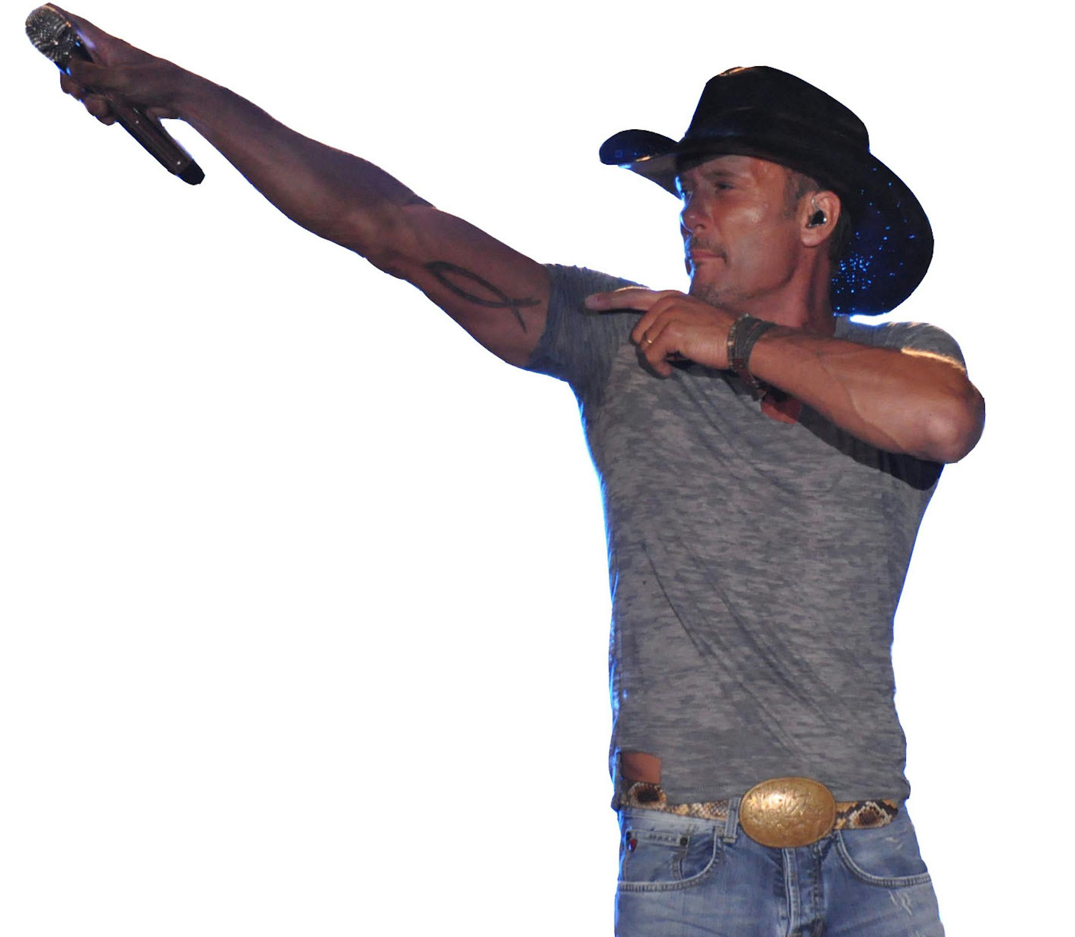 Three-time Grammy Award Winning artist Tim McGraw performed after the first round as part of Dick‚Äôs Sporting Goods Open Week on Friday, Aug. 16, 2013, in Endicott, N.Y. An estimated 25,000-30,000 people attended the concert. (AP Photo/The Daily Review, Brian Fees) ORG XMIT: MIN2013082809145530