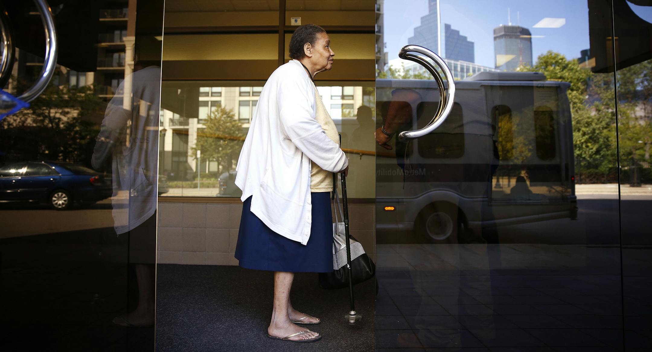 Joanna Gonzales, who came in from North Minneapolis on a Metro Mobility bus, inquires about energy assistance and is turned away from the offices of the Community Action of Minneapolis on Friday, September 26, 2014. State officials raided and closed the office on Friday.