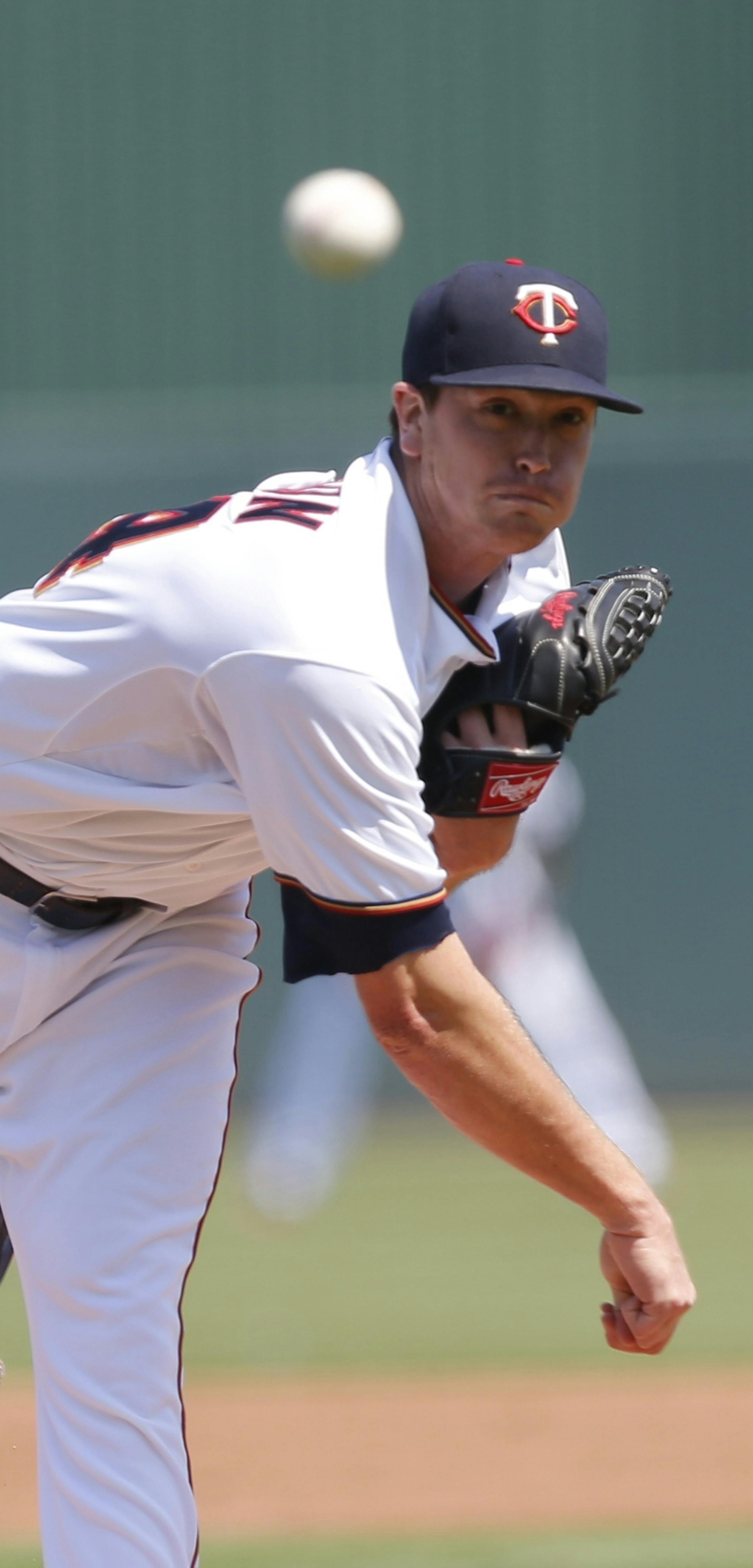 Minnesota Twins starting pitcher Kyle Gibson (44) delivers against the Pittsburgh Pirates in the first inning during an exhibition spring training baseball game, Friday, March 20, 2015, in Fort Myers, Fla. (AP Photo/Brynn Anderson)