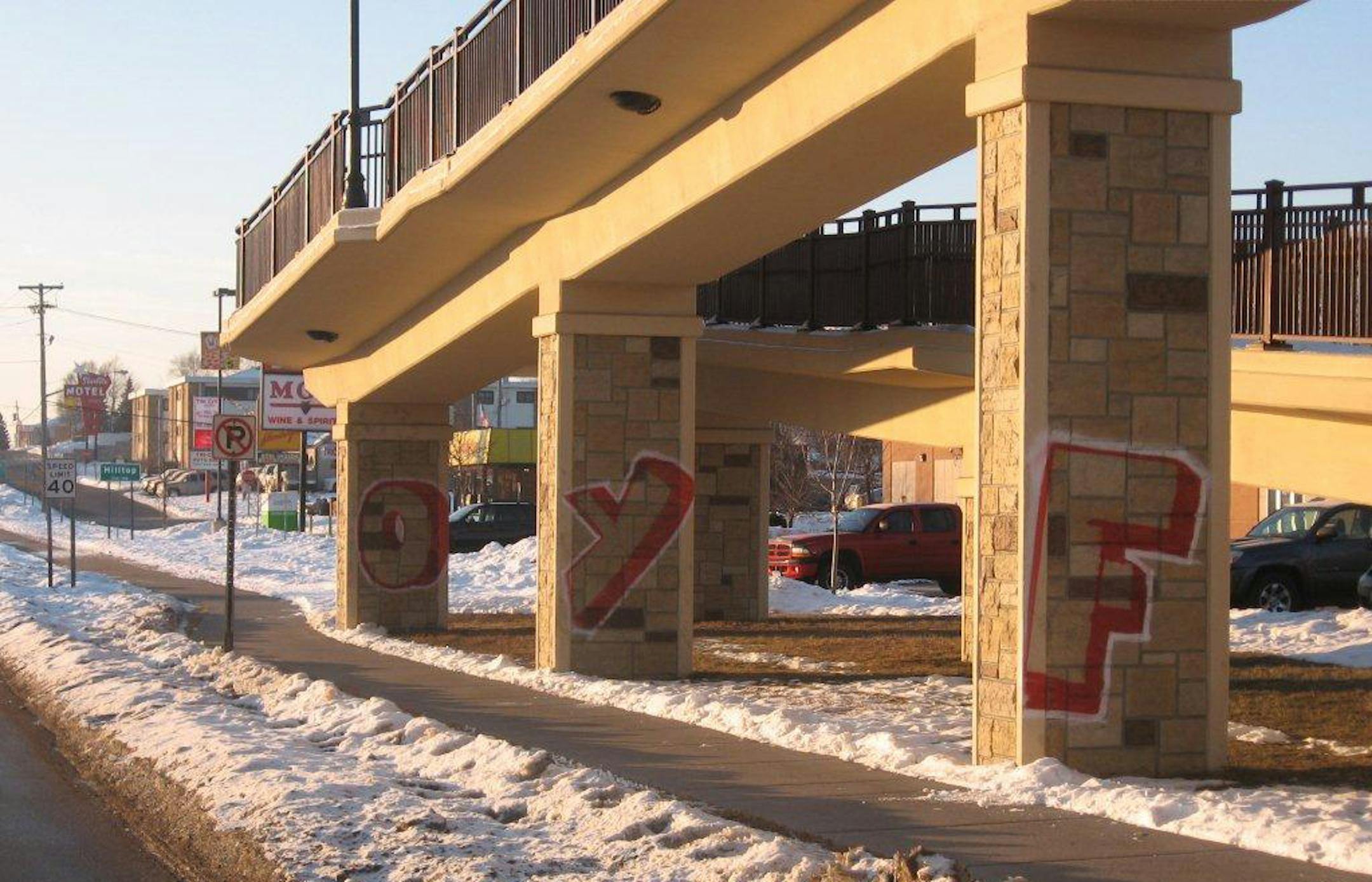 The pedestrian bridge was new last fall. The graffiti pushed police to launch an investigation complete with warrants, subpoenas and efforts usually used for thefts, robberies and more serious crimes.