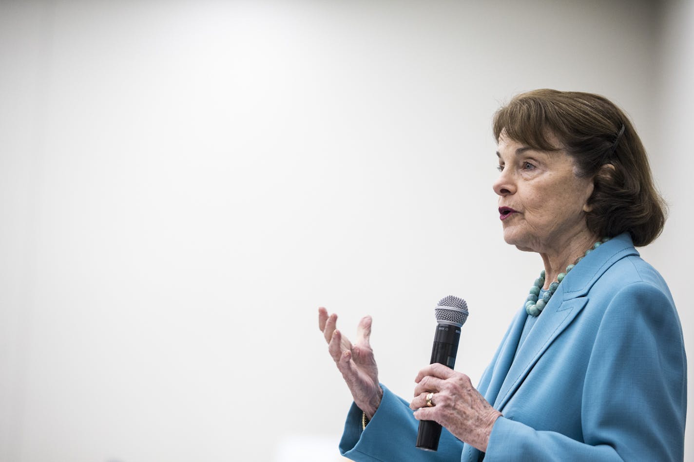 Sen. Diane Feinstein (D-Calif.) speaks to the Environmental caucus at the California Democrats State Convention at the San Diego Convention Center on Saturday, Feb. 24, 2018, in San Diego. (Kent Nishimura/Los Angeles Times/TNS) ORG XMIT: 1224492