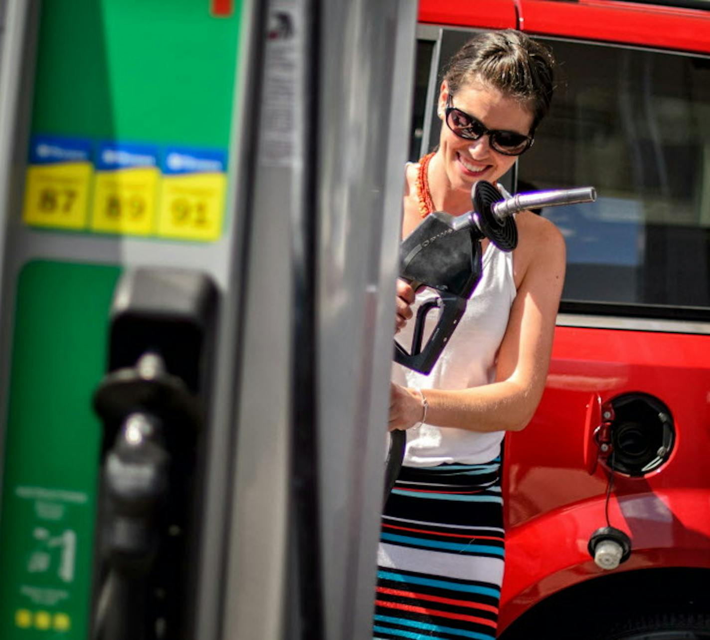 Tara Albaugh filled up her new Dodge Grand Caravanwith $2.39 gas Friday at the Penn Avenue Minnoco in South Minneapolis. ] GLEN STUBBE * gstubbe@startribune.com Friday September 4, 2015 Pre-Labor Day gas prices in the U.S. are the lowest in 11 years, and under $2 per gallon in many states, though Minnesota's average is nearly 40 cents higher. Just one station, in Brainerd, was selling at $1.99. Checking on whether that is a promotion. Costco and Sams Clubs, usually the low price leaders, were 15