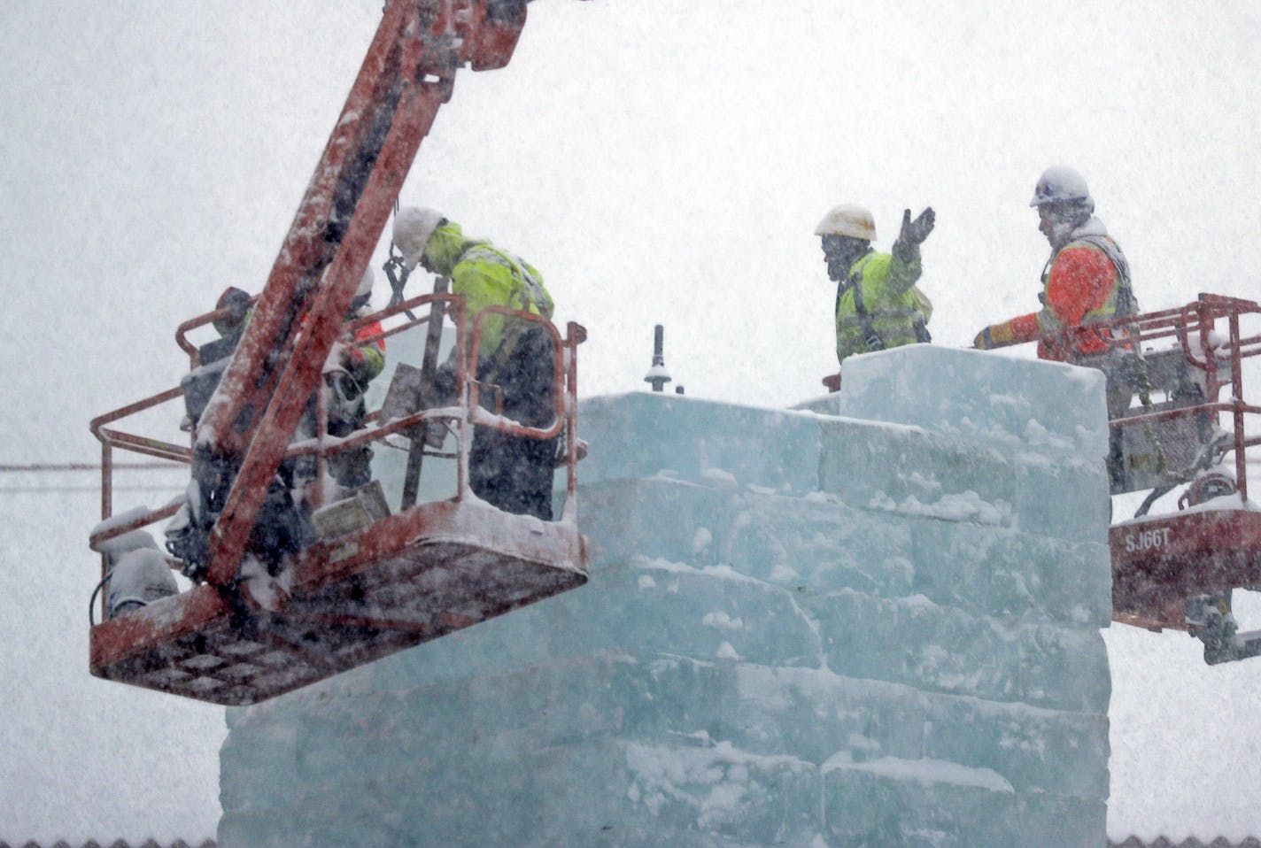 Details to come. ] St. Paul Winter Carnival Ice Palace. Photo package (COVER LEDE with inside jump space) on the ice palace, including an inside spread chronicling the harvesting of ice blocks, and construction of the first ice castle in 14 years.
BRIAN PETERSON &#xef; brian.peterson@startribune.com
St. Paul, MN 01/18/18