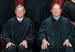 Chief Justice John G. Roberts Jr., left, and Associate Justice Samuel A. Alito Jr. sit for a group photo at the Supreme Court in 2022. MUST CREDIT: Ja