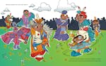 drawing from Loaf the Cat features characters dancing at a powwow