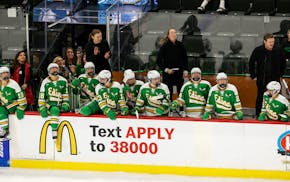 Coach Sami Cowger (center back) and the Edina bench watched the final seconds of the Saturday's championship game count down.