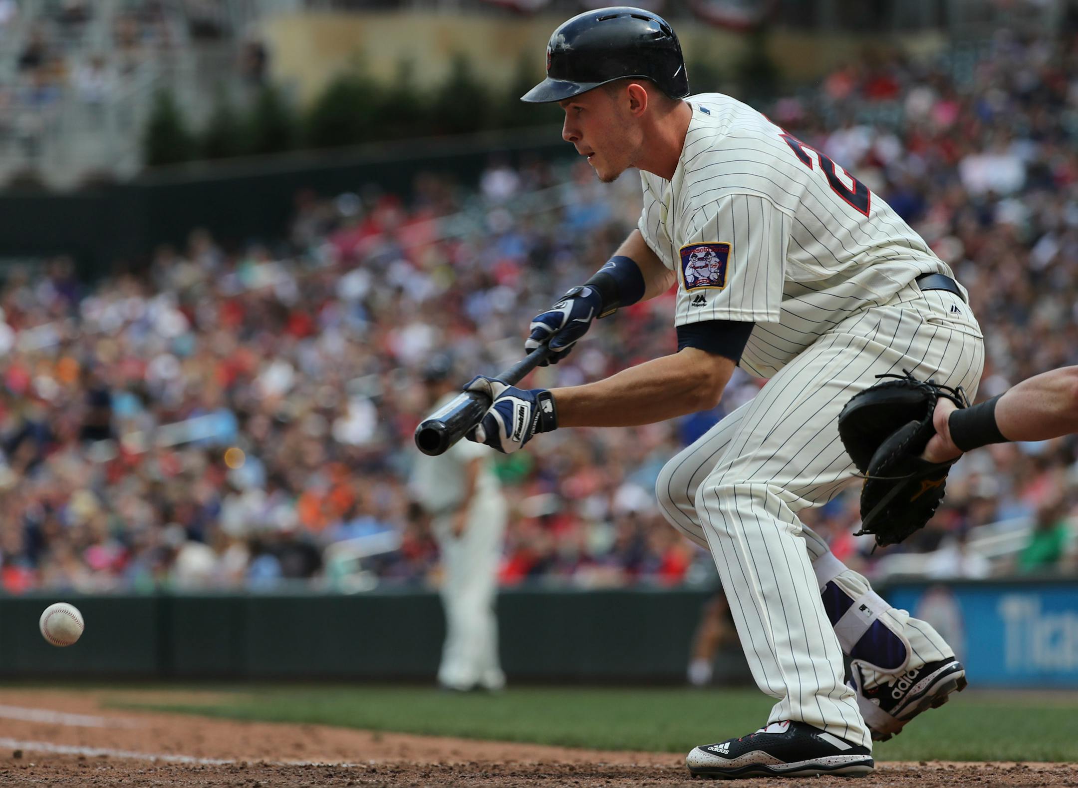 Max Kepler reached on a bunt in the seventh inning. ] Twins vs Tigers at Target Field on 7/23/17.Richard Tsong-Taatarii/Richard Tsong-taatarii@startribune.com