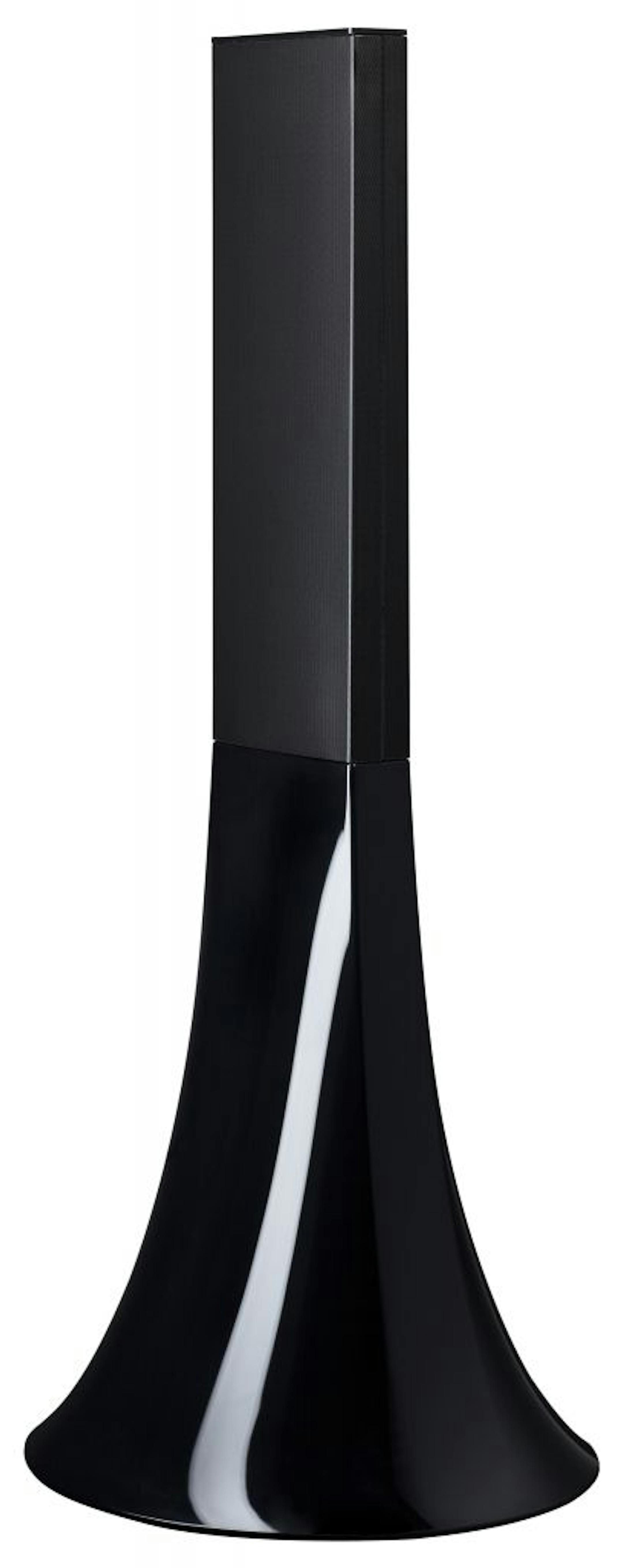 An undated handout photo of the Zikmu Solo, a solo speaker tower from Parrot. Designed by Philippe Starck, the Zikmu Solo produces balanced stereo sound through a speaker on each side, a third in the front and a woofer in the base. (Handout via The New York Times) -- NO SALES; FOR EDITORIAL USE ONLY WITH STORY SLUGGED CIR-GEEK-NOTES. ALL OTHER USE PROHIBITED.