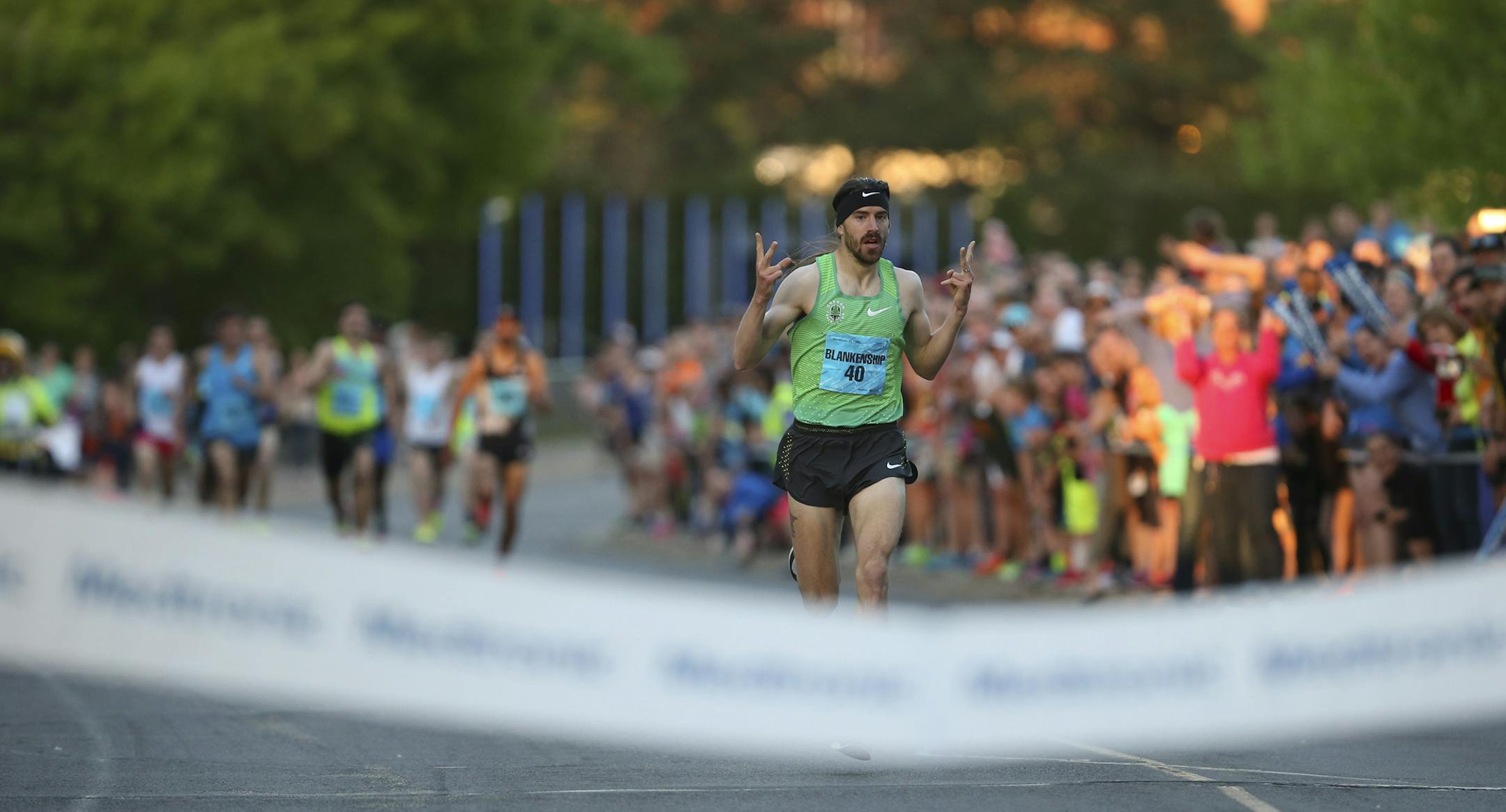 Ben Blankenship of Eugene, Ore., ran away with the men’s TC 1 Mile professional race, finishing well ahead of the rest of the runners.