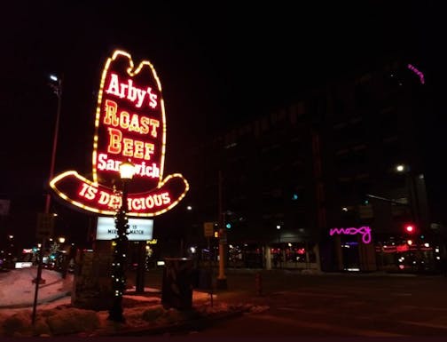 The sign during better times.