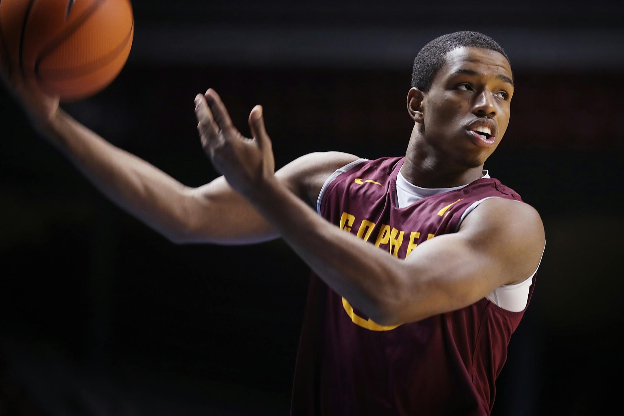 Newcomer Isaiah Washington shoots during practice.