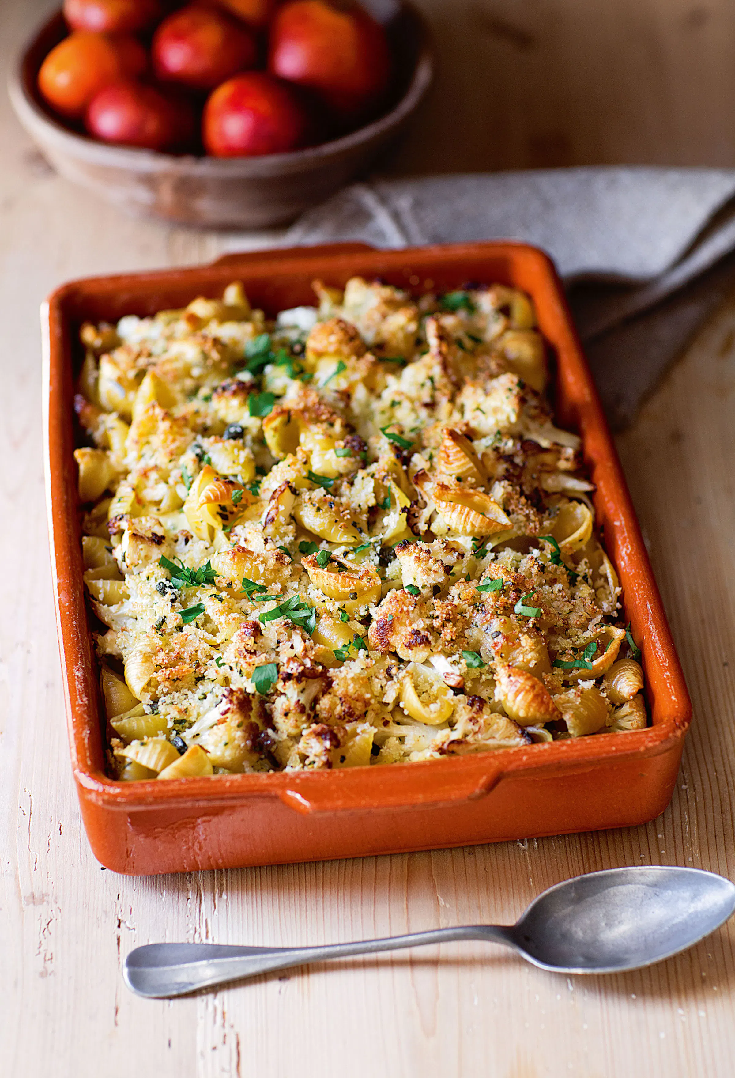Sunday Supper: Crusty Baked Shells and Cauliflower