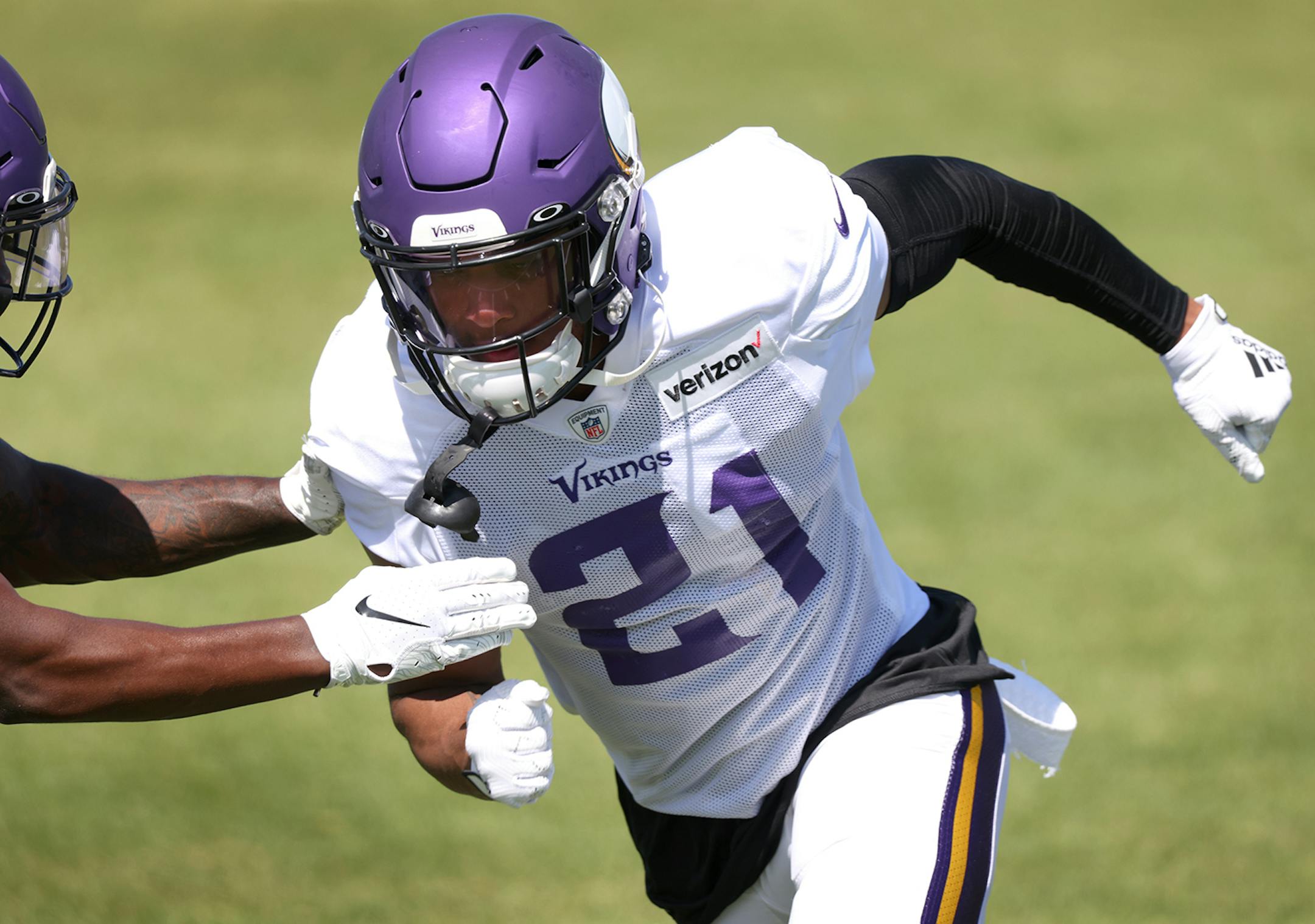Minnesota Vikings Mike Hughes (21) during practice on Tuesday.
