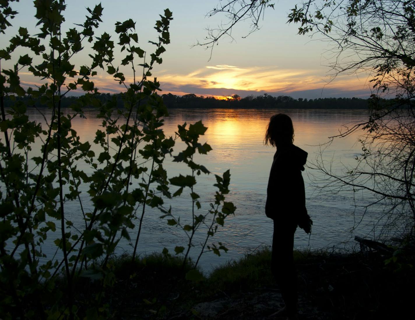 Dusk comes to Fancy Point Townhead, an island in northern Louisiana.