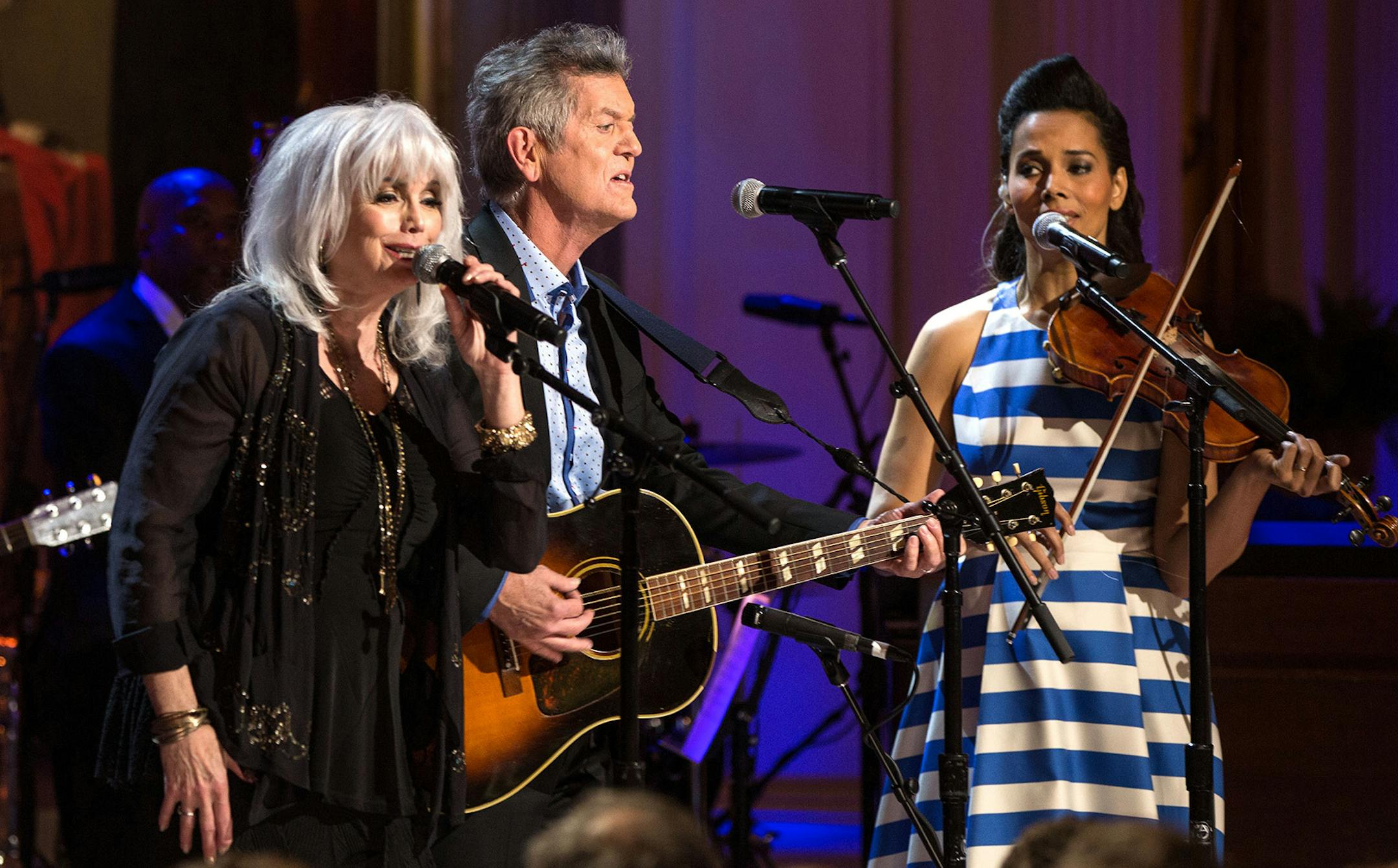 Emmylou Harris, Rodney Crowell and Rhiannon Giddens perform during "The Gospel Tradition: In Performance at the White House" in the East Room of the White House, April 14, 2015. (Official White House Photo by Pete Souza) This photograph is provided by THE WHITE HOUSE as a courtesy and is for promotional use only on the PBS website as related to the airing of “The Gospel Tradition: In Performance at the White House" concert. The photograph may not be manipulated in any way and may not othe