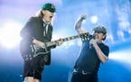 Angus Young, left, and Brian Johnson of AC/DC are known for such songs as &#x201c;Whole Lotta Rosie&#x201d; and &#x201c;Big Balls.&#x201d;