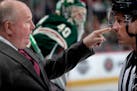 WIld coach Bruce Boudreau made his point to a referee during Monday's game against Nashville.