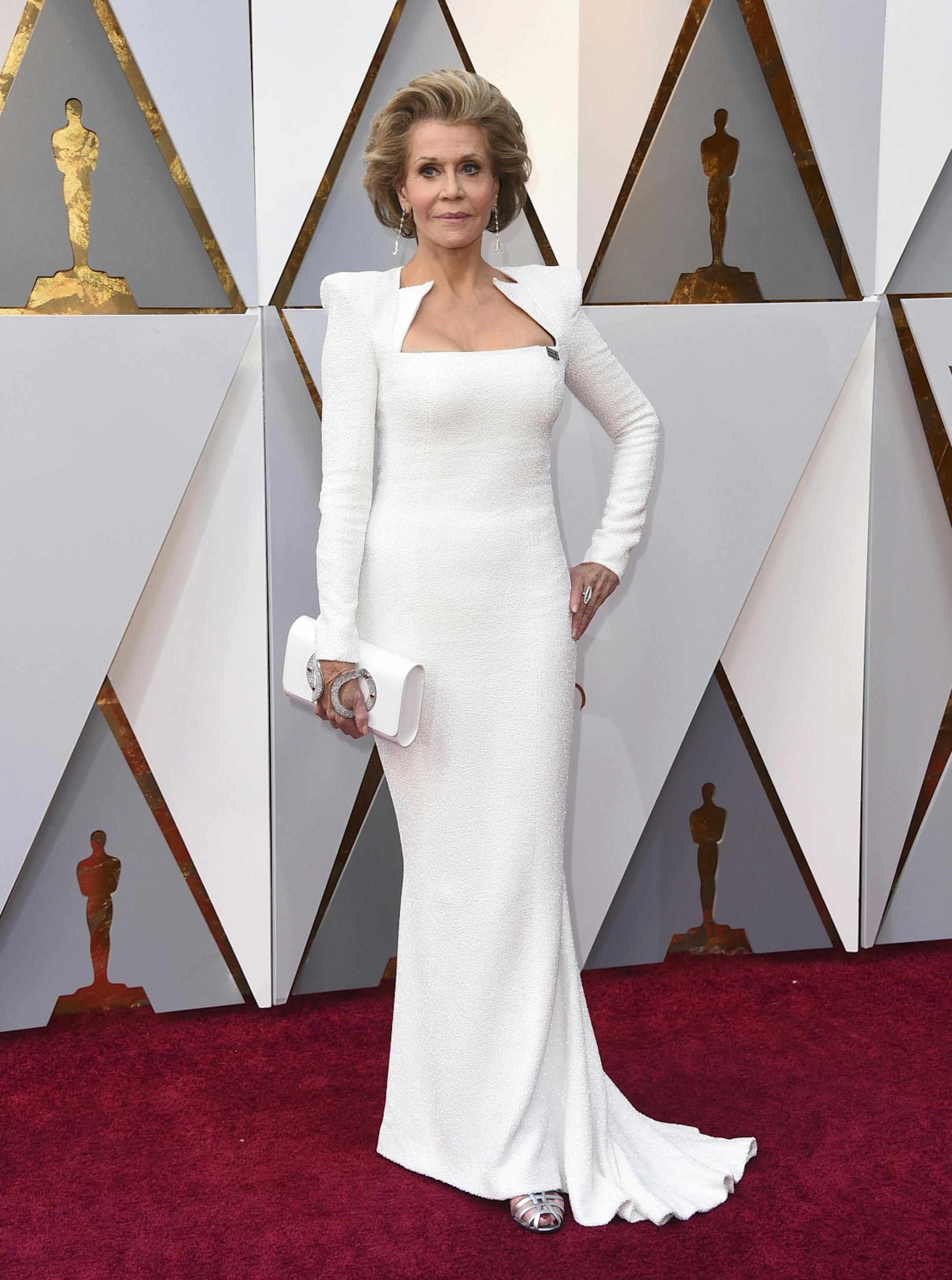 Jane Fonda arrives at the Oscars on Sunday, March 4, 2018, at the Dolby Theatre in Los Angeles.