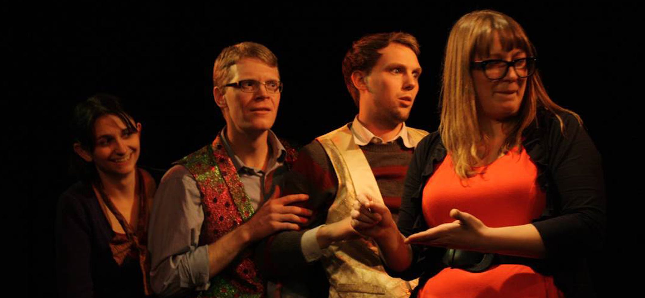 Provided photo From left, Maggie K. Sotos, Benjamin Kolis, Max Beyer and Ellie Hino in "The Unscripted Minnesota Holiday."