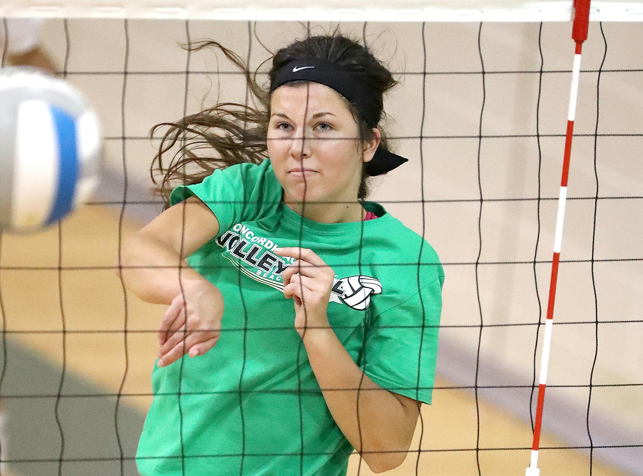 Concordia Academy's Annika Neuman practiced Tuesday, August 16, 2016 in Roseville, MN. Roseville's Concordia Academy volleyball team took second in Class 2A state tournament last year. ] (ELIZABETH FLORES/STAR TRIBUNE) ELIZABETH FLORES &#x2022; eflores@startribune.com