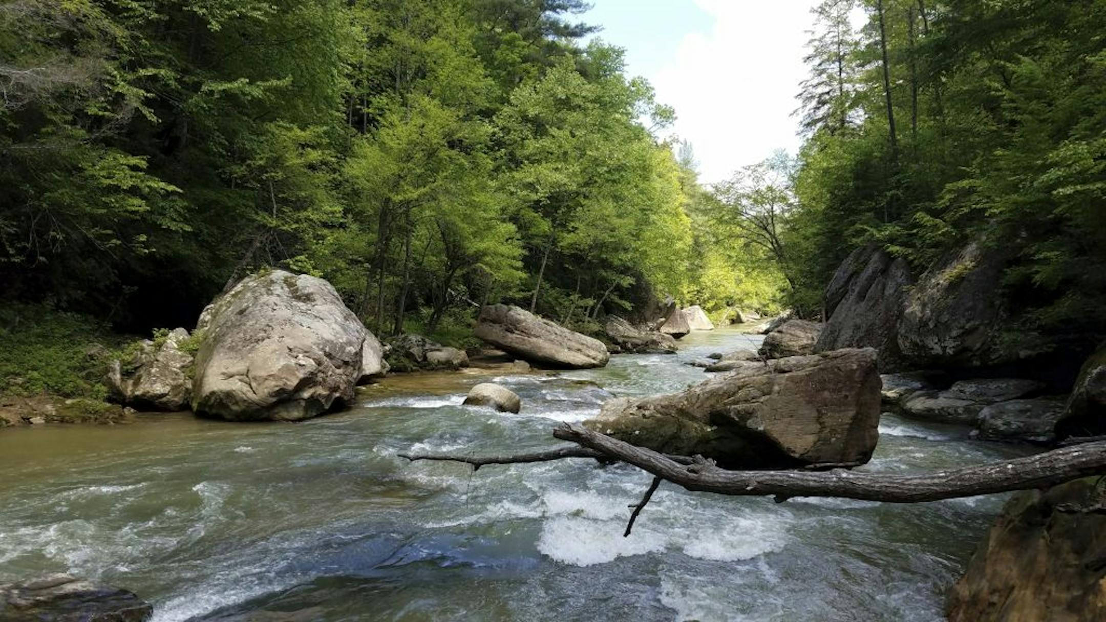 This undated photo provided by the U.S. Forest Service in November 2020 shows a portion of the Red River flowing through a gorge in Kentucky. It is the state's only federally designated wild and scenic river. A sharp increase in the number of visitors to the Red River Gorge in 2020 has the U.S. Forest Service considering changes that would improve safety and accessibility for people and add more protection for delicate wilderness areas, officials said.