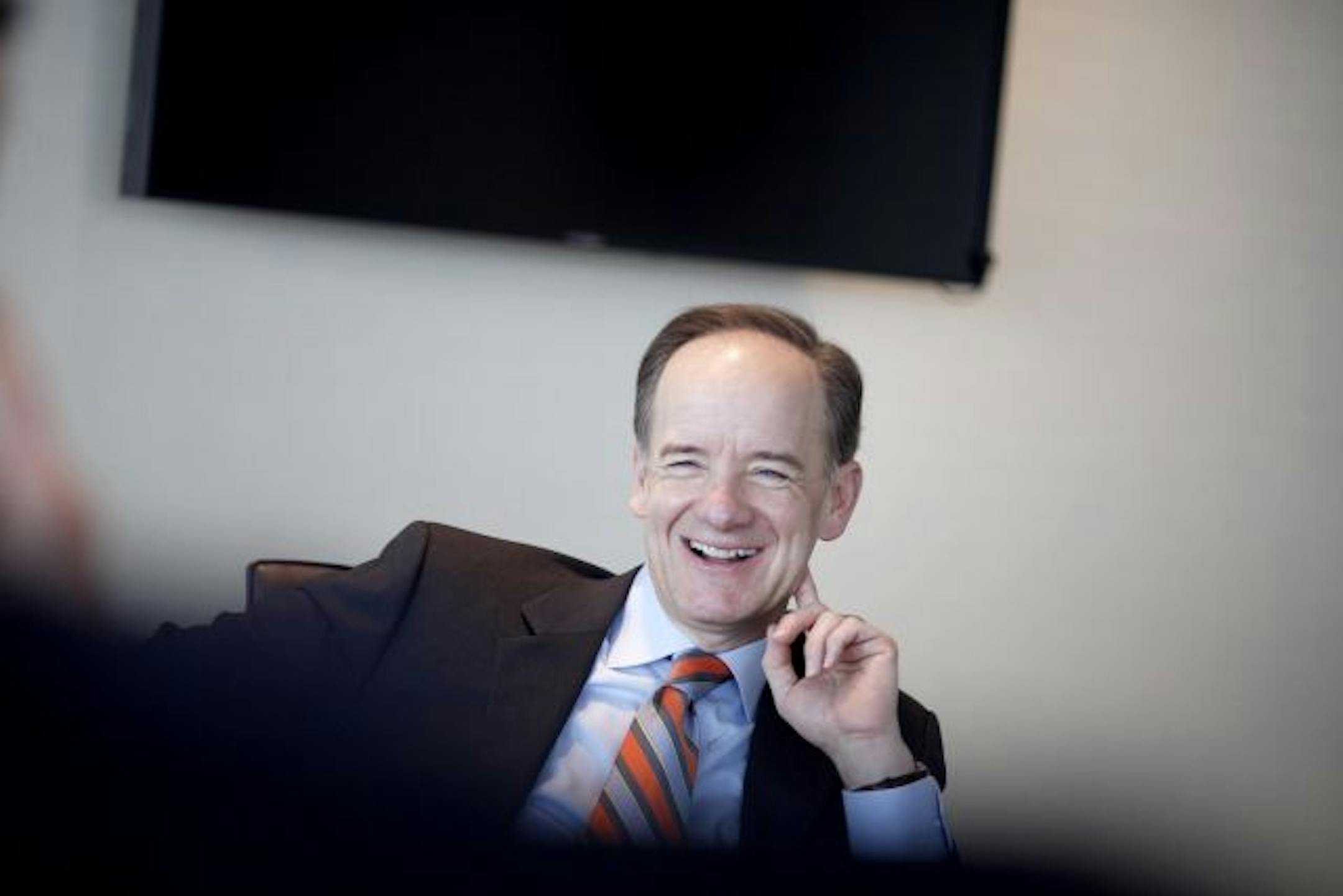 Twins owner Jim Pohlad spoke with local media, at the new Target Field.