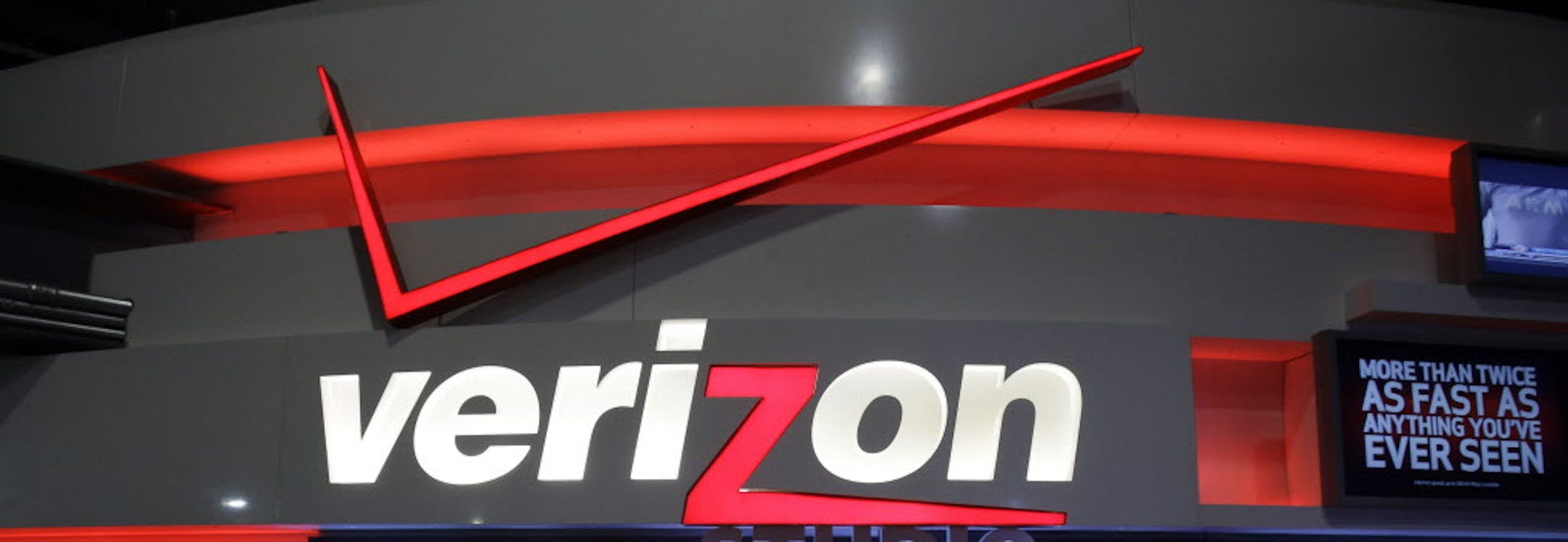 FILE - In this April 7, 2013, file photo, the Verizon studio booth at MetLife Stadium in East Rutherford, N.J. Verizon has agreed to buy online portal Yahoo Inc. for roughly $5 billion, according to multiple media reports sourcing unnamed sources. The deal is expected to be announced formally on Monday, July 25, 2016, before markets open. (AP Photo/Mel Evans, File)