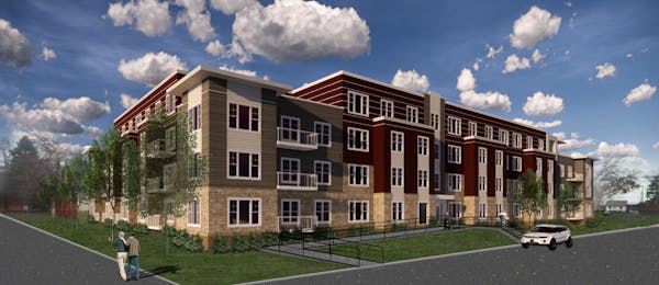 A rendering of the 114-unit senior apartment complex proposed for 1795 Eustis St., Lauderdale. Ramsey County has allocated nearly $3 million to the de