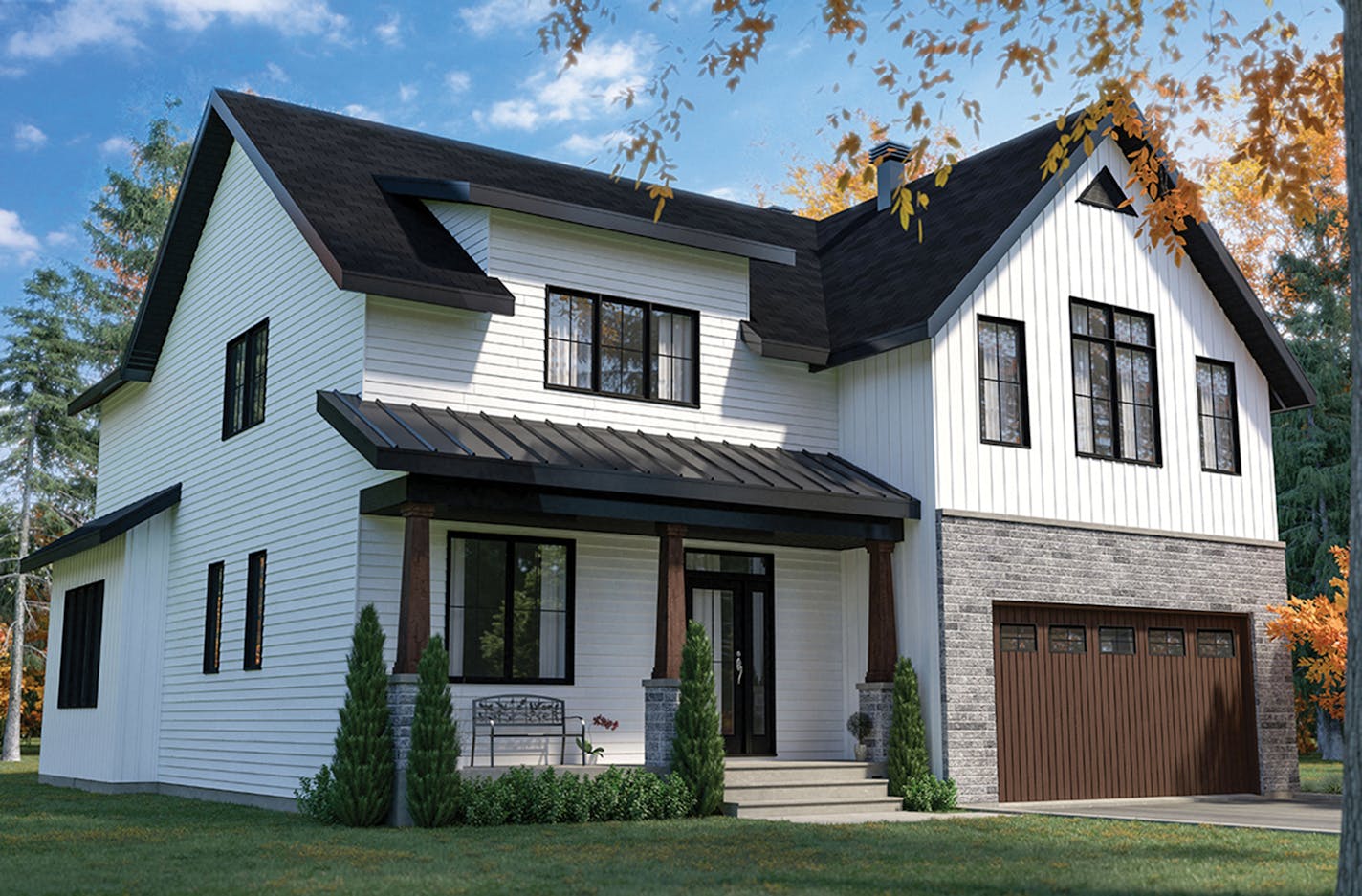 Home plan: Country charm meets modern style.