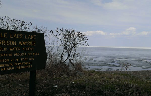 Lake Mille Lacs still was covered by ice on Tuesday. This photo was taken near Garrison on the northwest side of the lake.