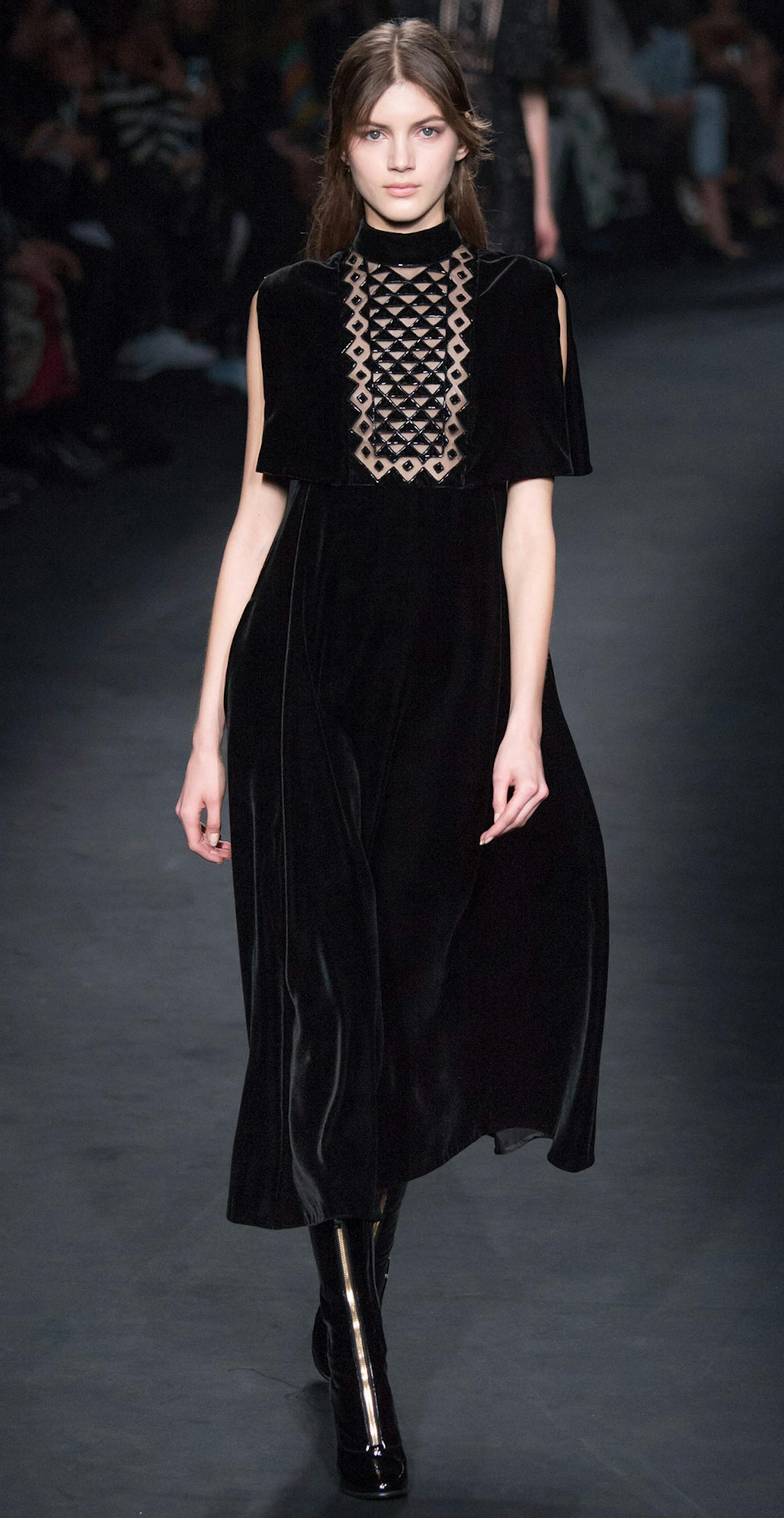 Valentino&#x2019;s silk dress with geometric detail.