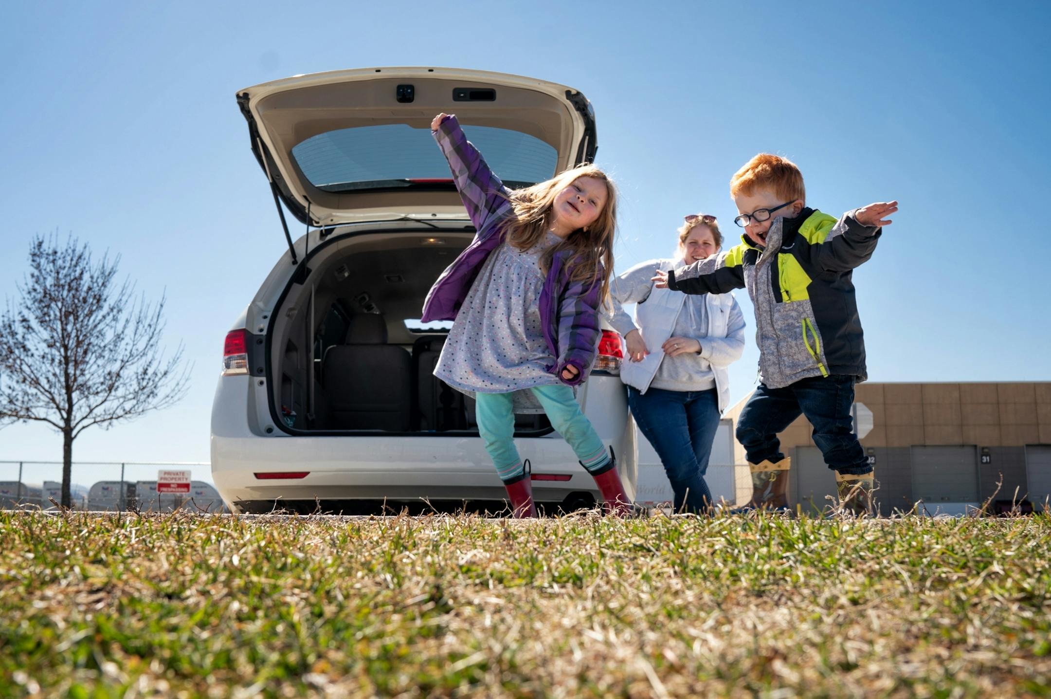 On the suggestion of a friend, Stephanie Johnson of Woodbury took her kids Madelyn, 5, and Henry, 3, to the Aircraft viewing area at the end of Cargo Road at Minneapolis St. Paul International Airport. It was sunny and warm although takeoffs and landings were few and far between. Stephanie suggested they become their own airplanes which they did, just before they headed home.