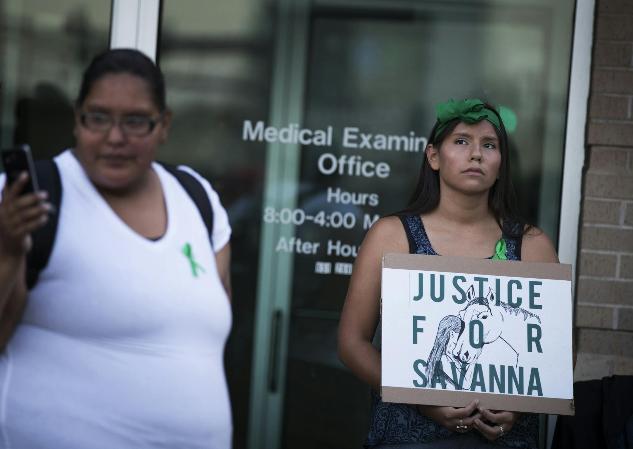 Missy Jackson, 23, of Minneapolis attends a prayer circle for Savanna LaFontaine-Greywind.