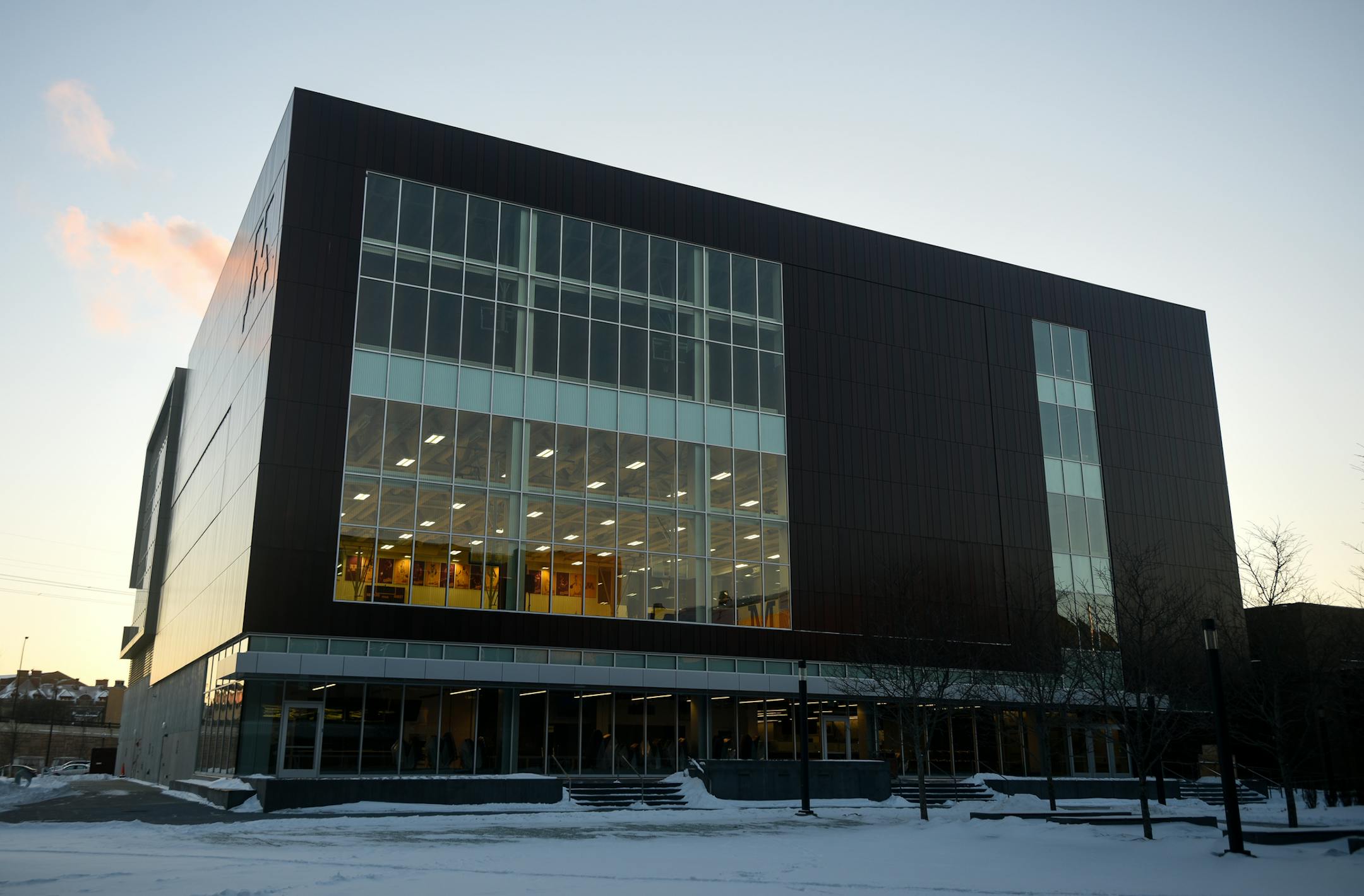 The Land O'Lakes Center for Excellence as seen from the courtyard. ] AARON LAVINSKY ï aaron.lavinsky@startribune.com Exterior photos of the University of Minnesota's new athletes village photographed Tuesday, Jan. 16, 2018 in Minneapolis, Minn.