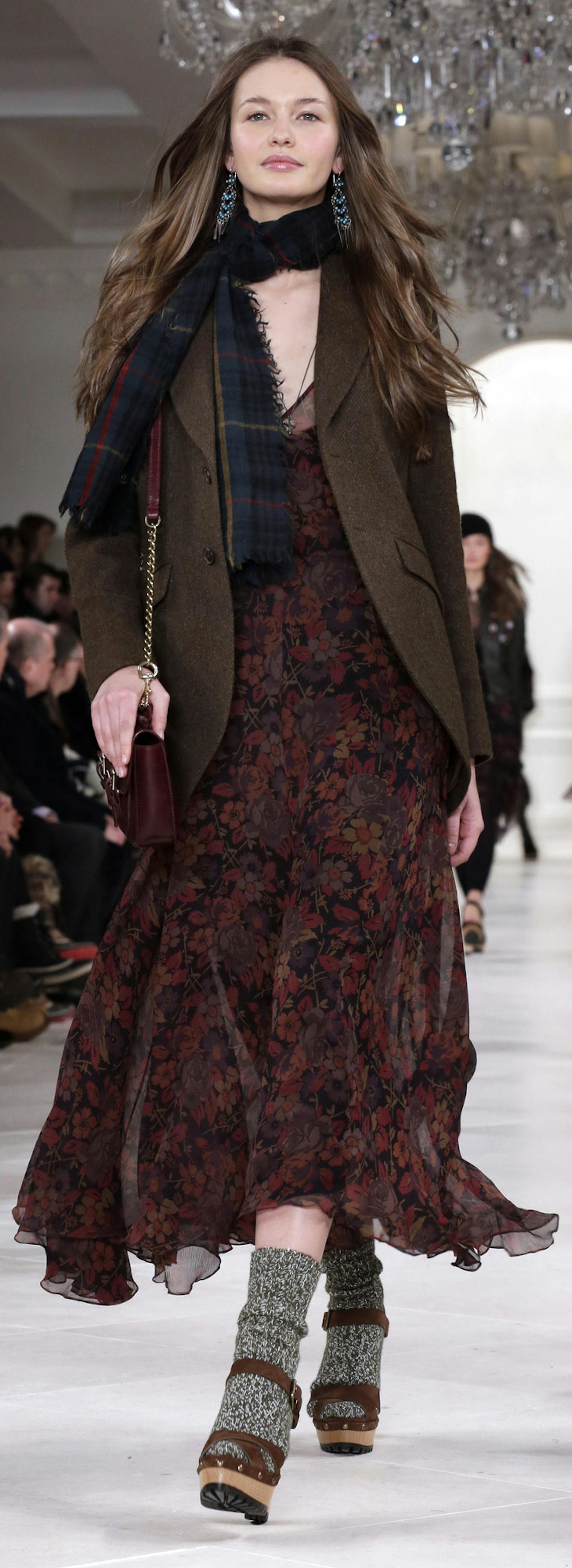 The Ralph Lauren Fall 2014 collection is modeled during Fashion Week in New York on Thursday, Feb. 13, 2014. (AP Photo/Richard Drew)