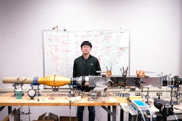 Qingfeng Cao, a U postdoctoral associate from China, worked on measuring the airflow patterns of pleated filters in the Particle Technology Lab. BACKG