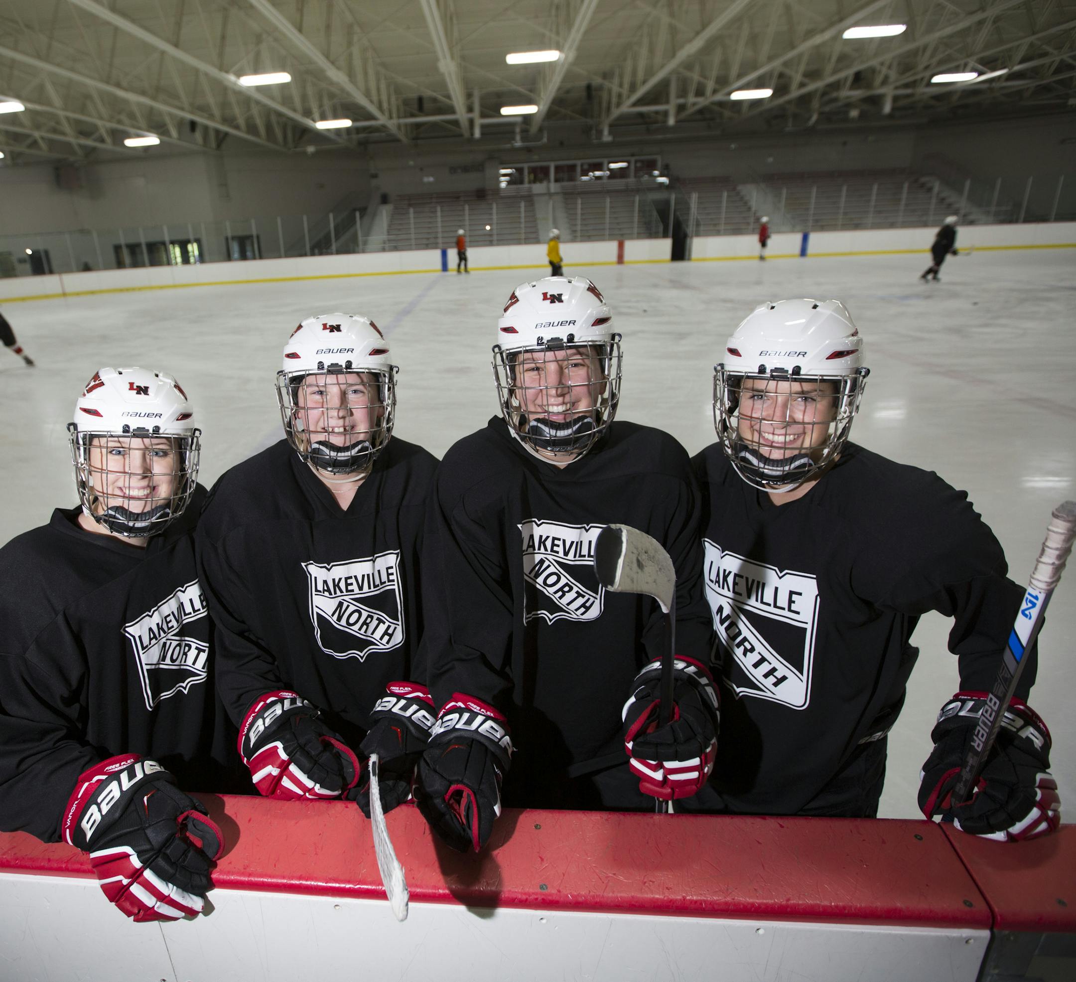 From left, Lynne Freese, Maggie Flaherty, Katarina Seper and Katie Winiecki are the Lakeville North nucleus. (Renee Jones Schneider, Star Tribune)