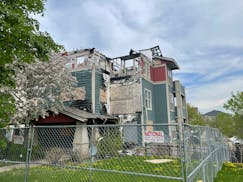The fire-damaged building in north Minneapolis.