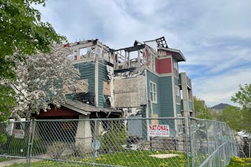 The fire-damaged building in north Minneapolis.