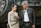 Daisy Ridley and Harrison Ford star in "Star Wars: The Force Awakens."