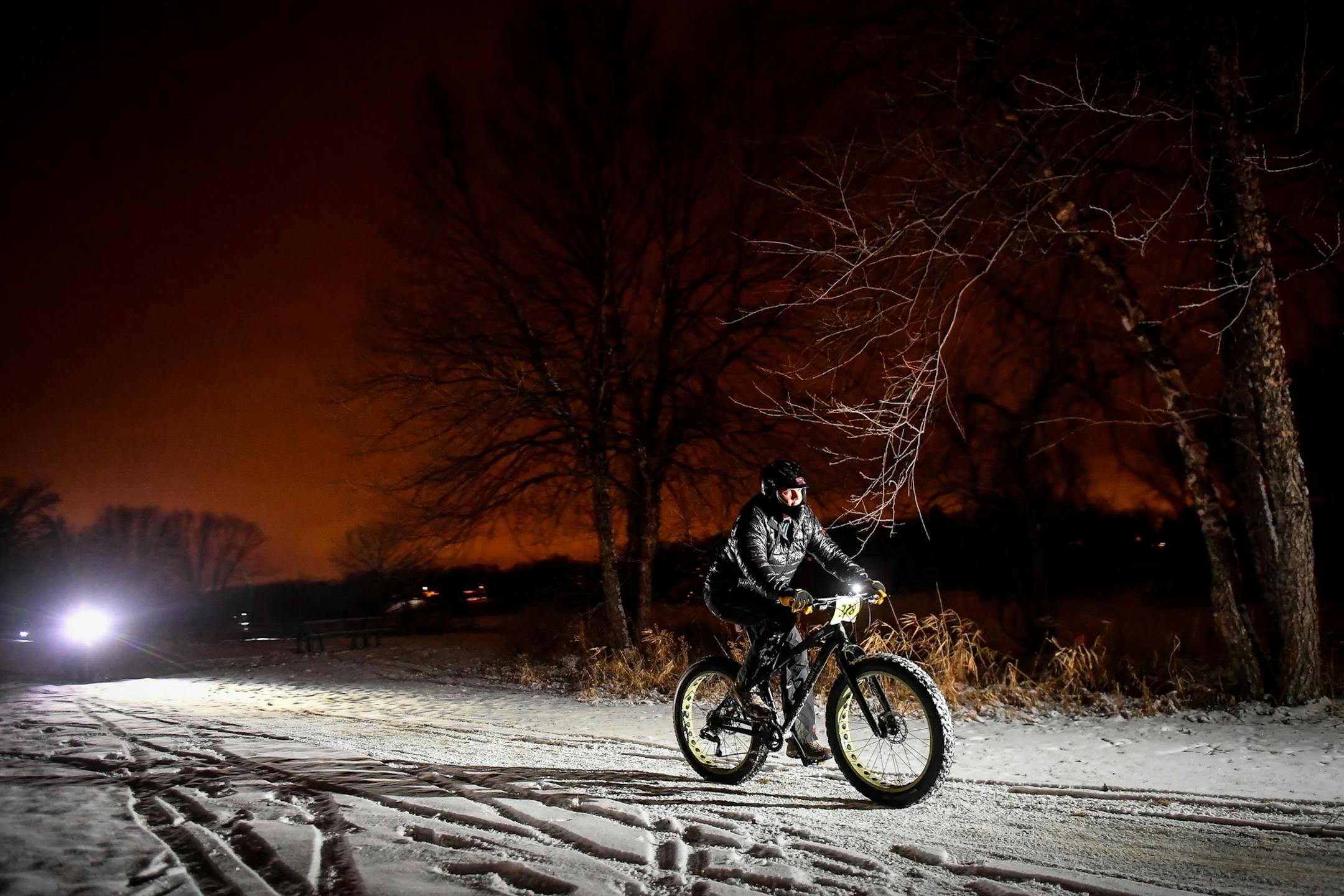 A rider moved along Keller Lake during Fat Wednesday.