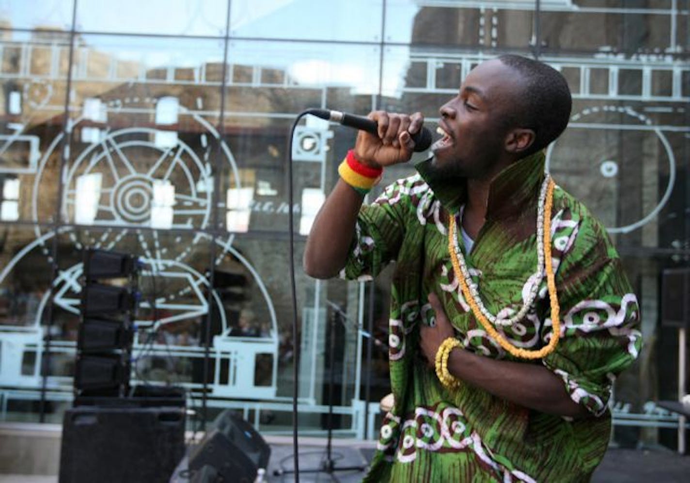 M.anifest at a 2008 performance in the Mill City Museum's Ruins Courtyard.