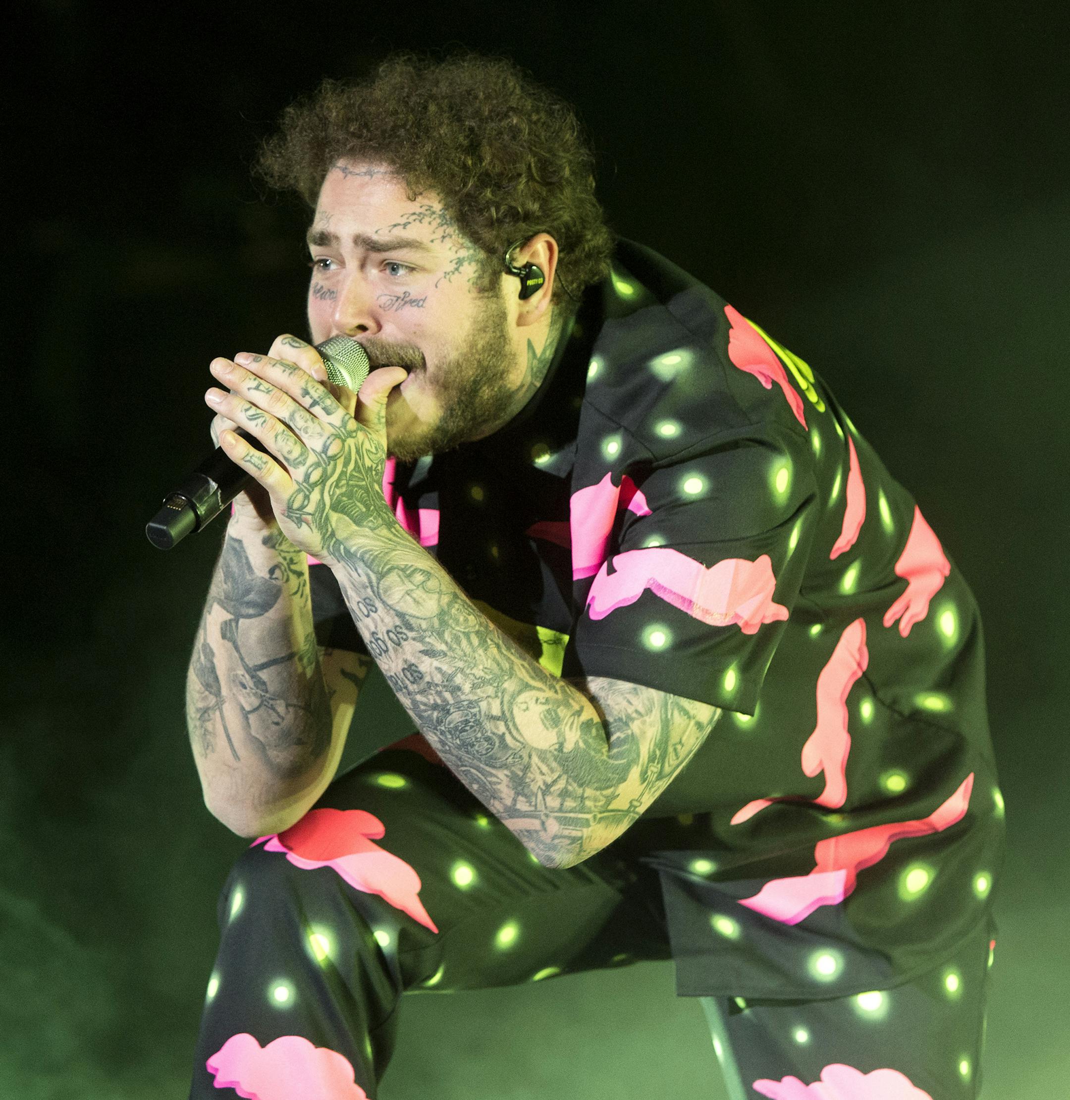 Post Malone performs on Day 3 of the 2019 Firefly Music Festival at The Woodlands on Sunday, June 23, 2019, in Dover, Del. (Photo by Owen Sweeney/Invision/AP)
