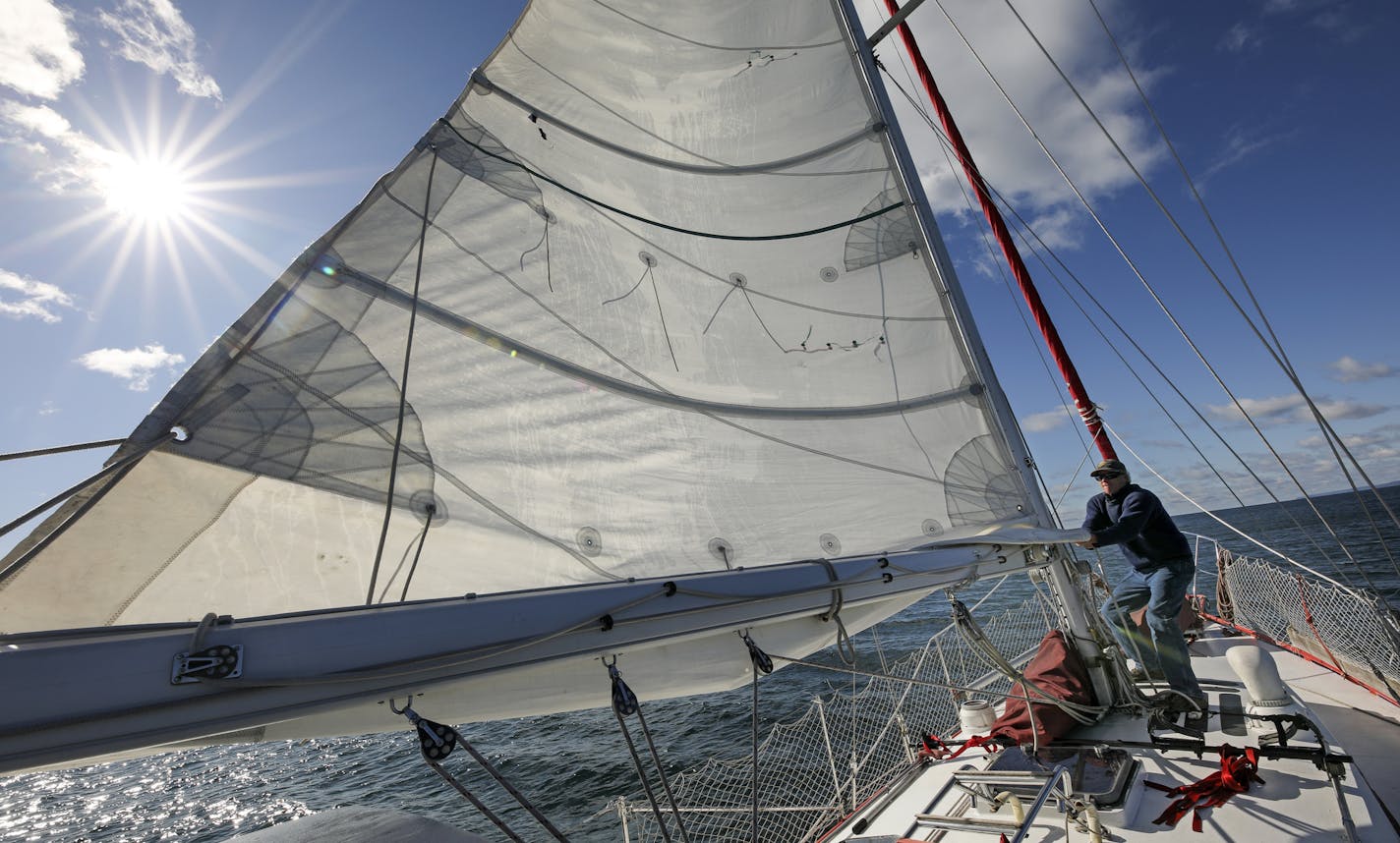 Mark and Katya Gordon sail Amicus out of Knife River. ] What does it mean to sail on the world's largest freshwater lake, a lake that famously "never gives up her dead?" We talk to members of this small tribe, and how facing challenges, in general, affects our lives.
BRIAN PETERSON &#xef; brian.peterson@startribune.com
Knife River, MN 09/27/17