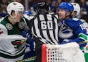The Wild's Joel Eriksson Ek, left, and Vancouver's Tyler Toffoli will renew acquaintances beginning Sunday night in the qualifying series.